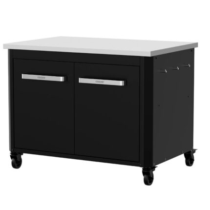 Cozze® Outdoor Küche mit Edelstahl-Arbeitsplatte – Stauraum, Haken & Rollen