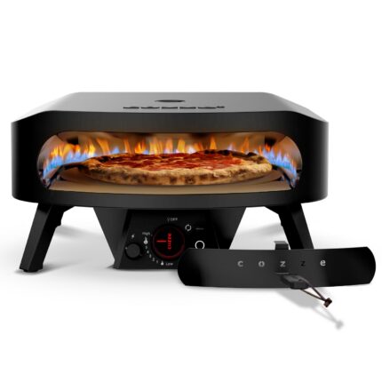 Cozze® 17" Gas-Pizzaofen Schwarze Edition – Drehstein Ø43 cm, 600°C